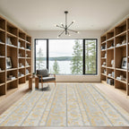Sandy Beige Abstract Vertical Blocks Rug