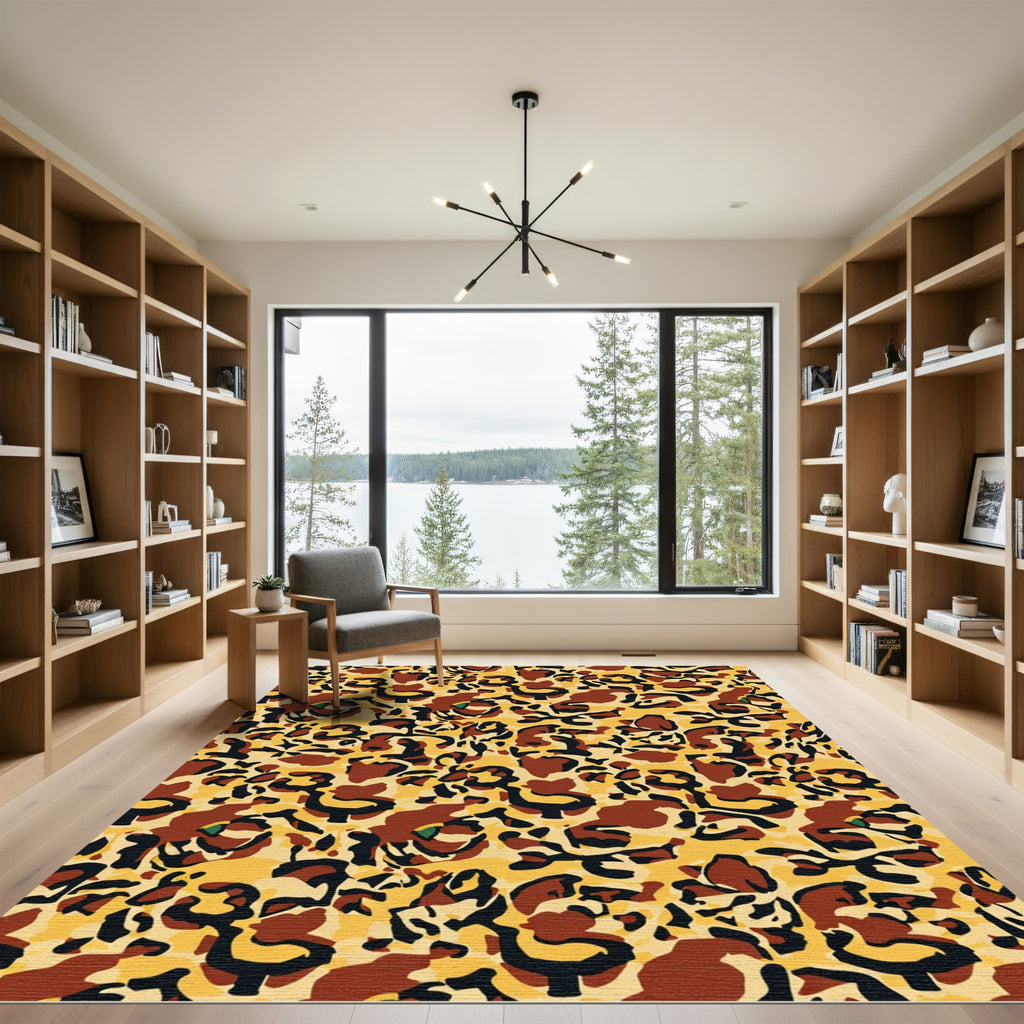 Bold Gold Brown Animal Print Overlay Rug
