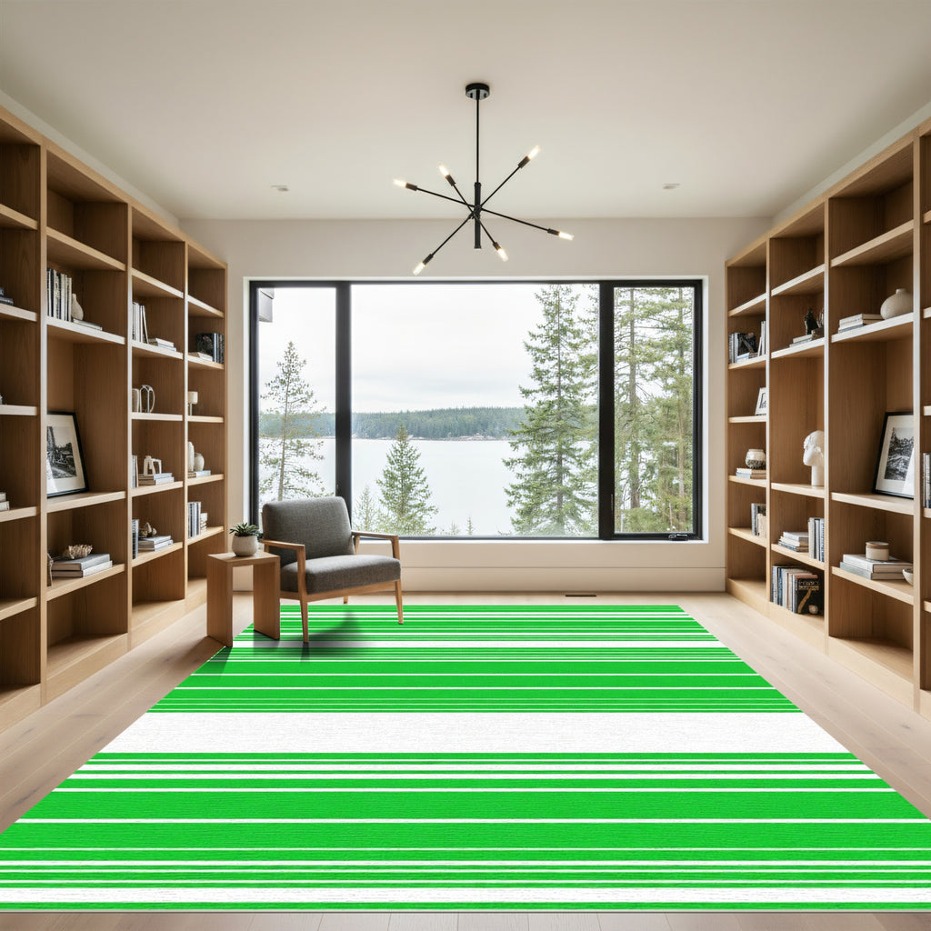 Vibrant Green Horizontal Stripe Rug