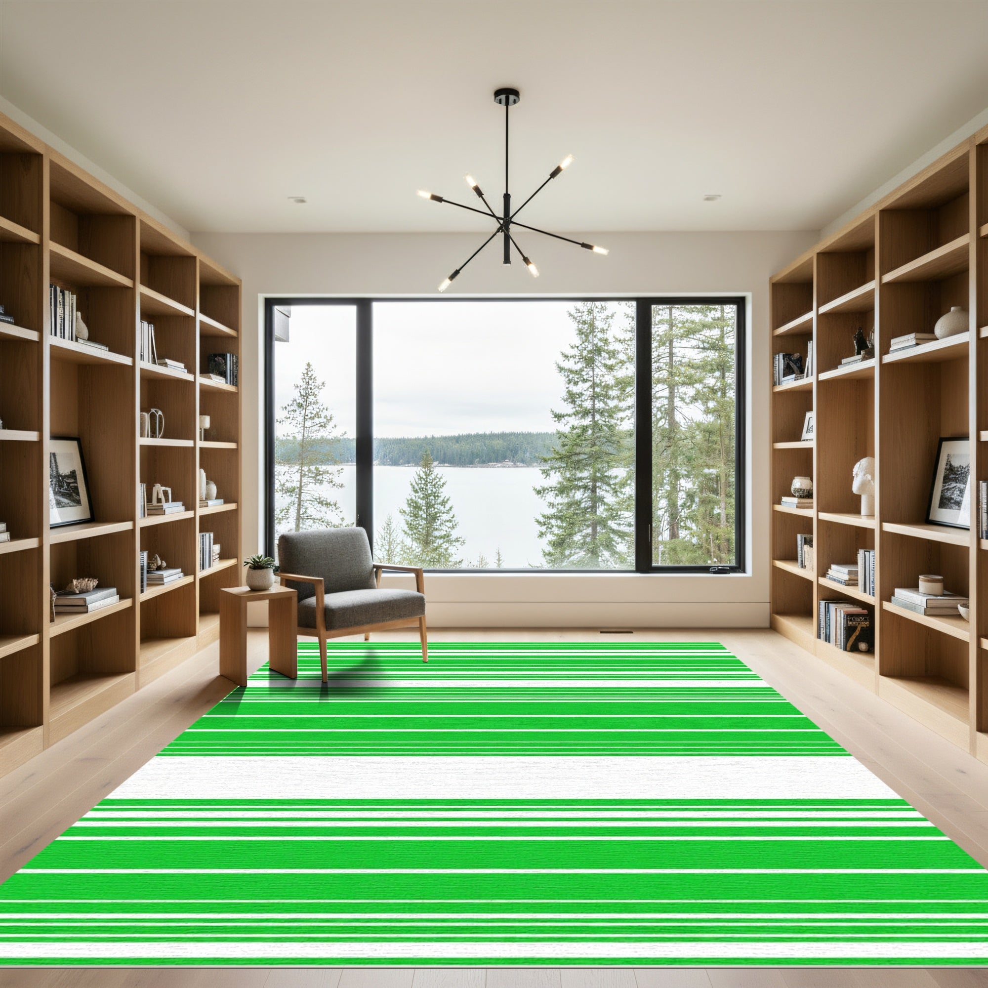 Vibrant Green Horizontal Stripe Rug