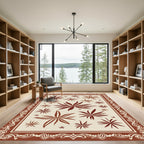 Brown Starburst Contemporary Border Rug