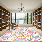 Pastel Whimsical Floral Vines Runner Rug