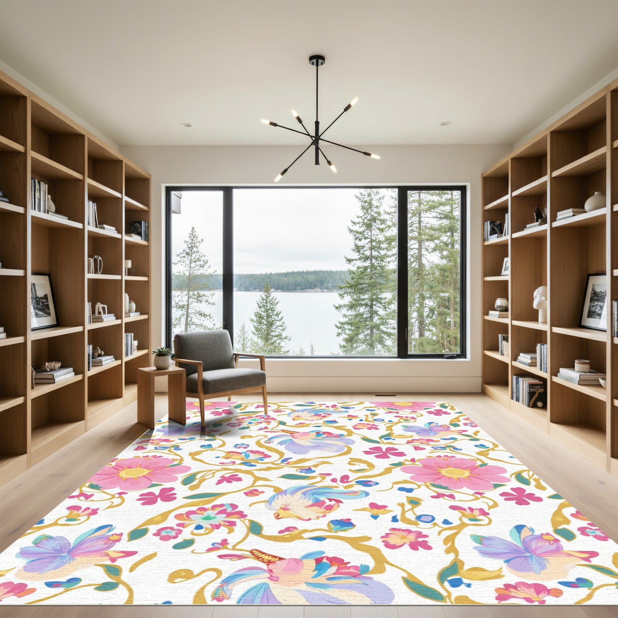 Pastel Whimsical Floral Vines Runner Rug