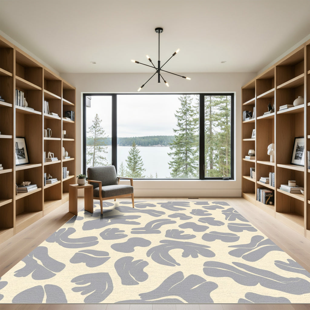 Soft Gray Abstract Organic Shapes Rug