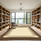 Brown Cream Halftone Dot Border Rug