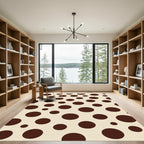 Chocolate Cream Polka Dot Round Rug