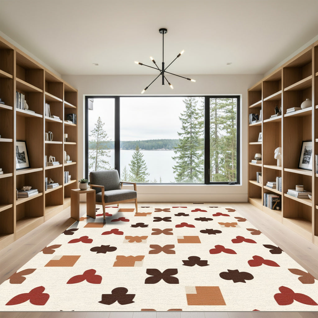 Earth Tones Abstract Clover Quad Rug