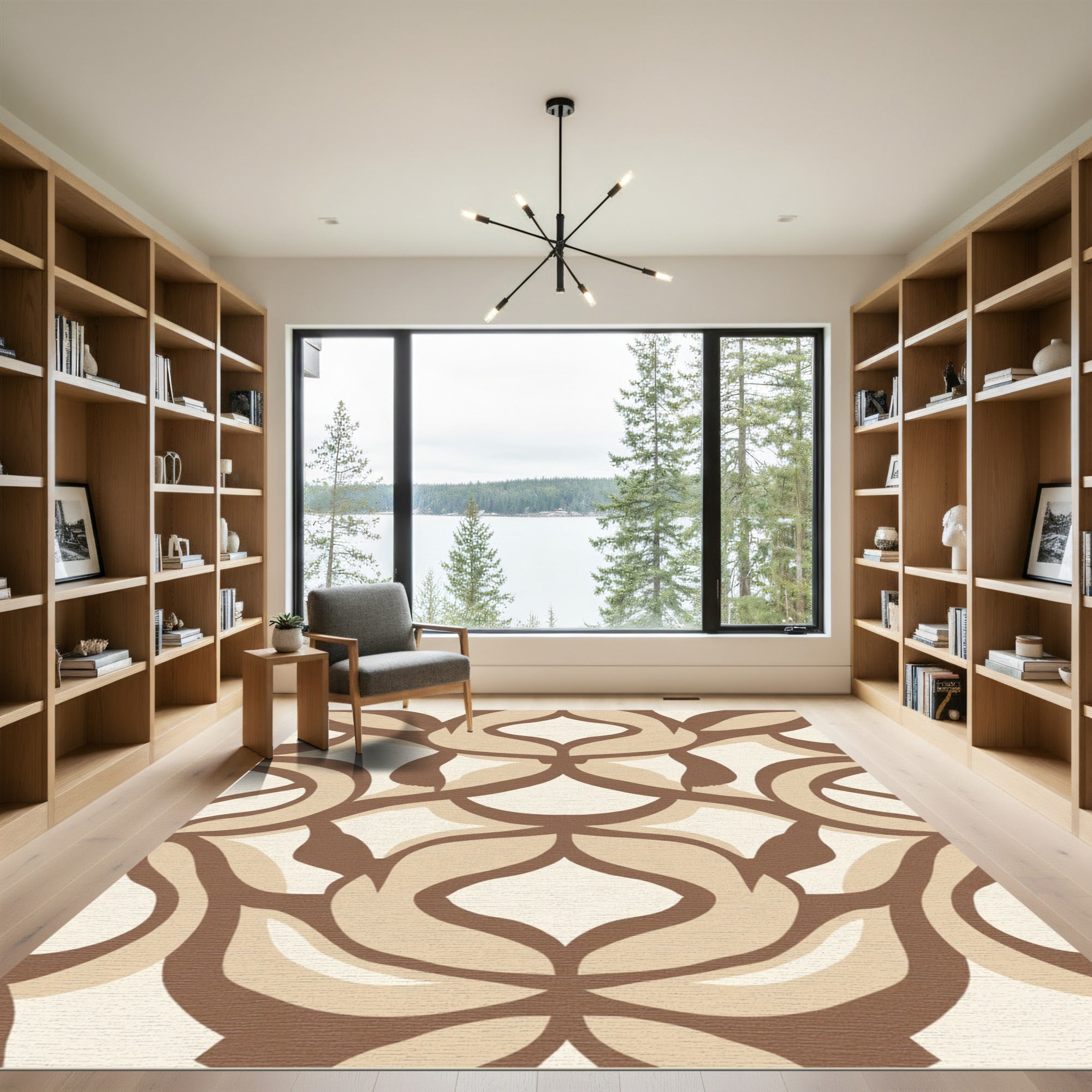Brown Cream Organic Links Composition Rug