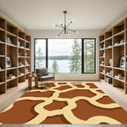 Earthy Brown Cream Organic Flow Rug