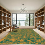 Bold Orange Teal Zebra Stripes Rug