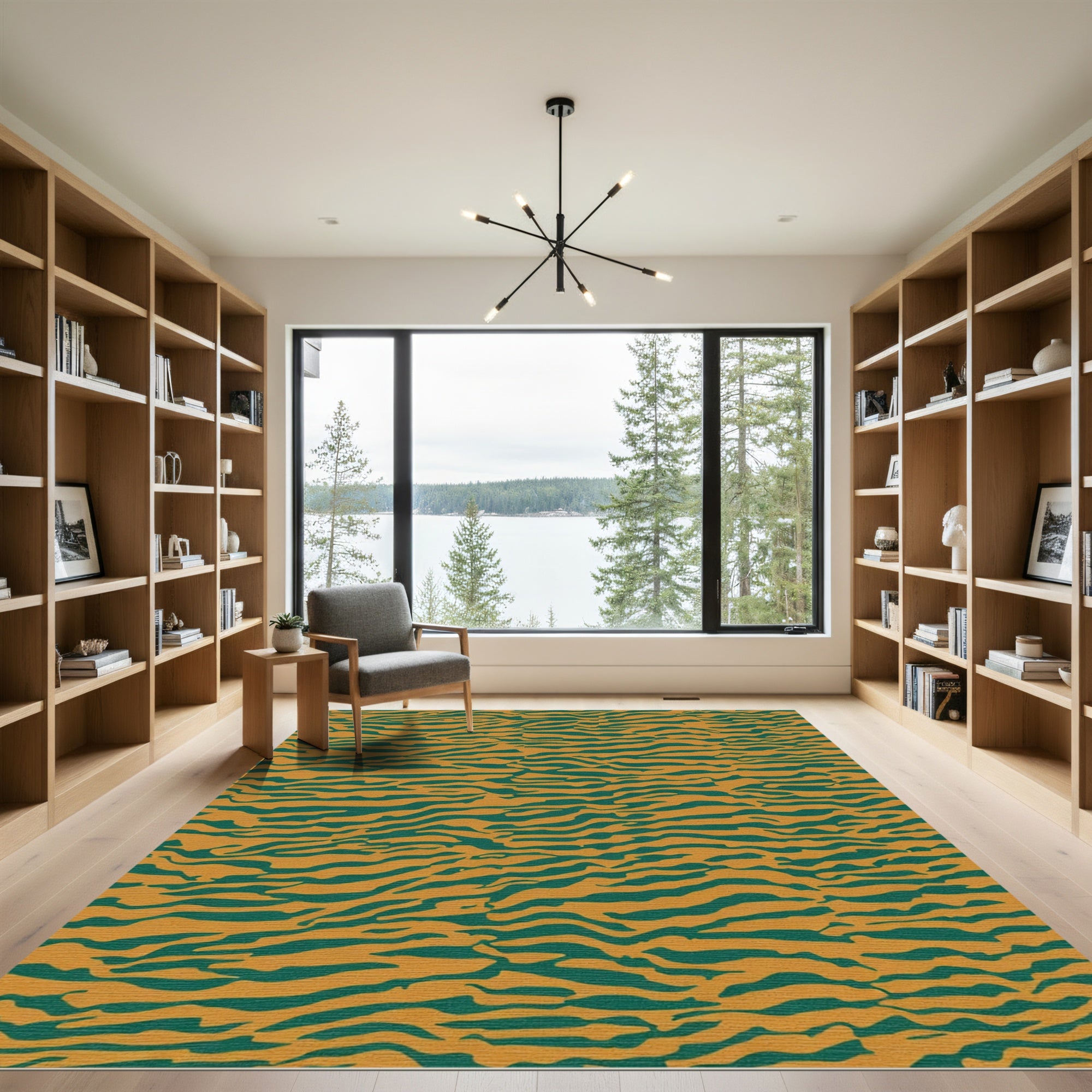 Bold Orange Teal Zebra Stripes Rug