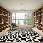 Black Cream Optical Illusion Maze Rug