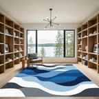 Oceanic Blue Layers Flowing Rug