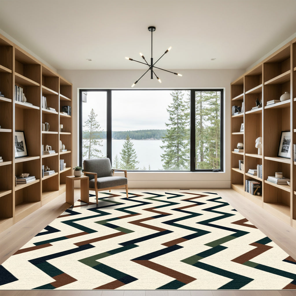 Geometric Rustic Chevron Zigzag Rug