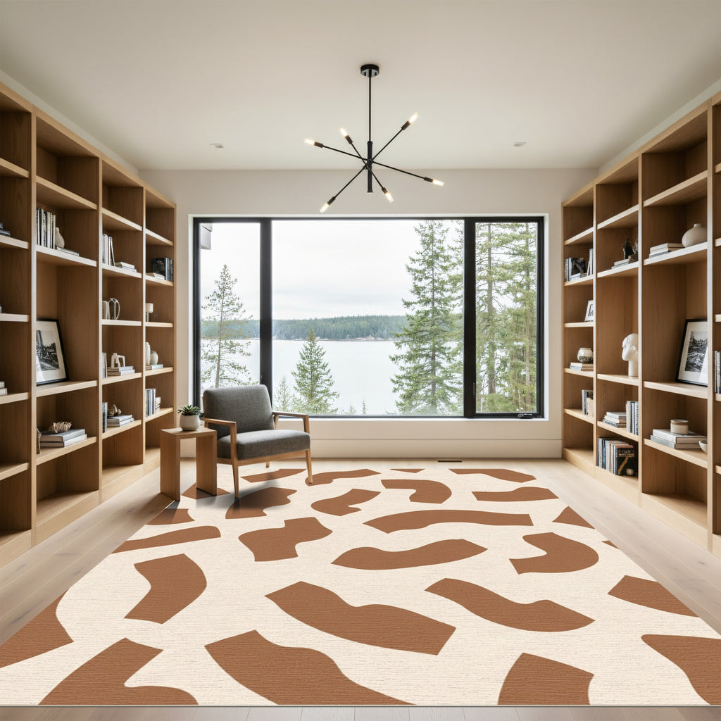 Modern Brown Abstract Terracotta Shapes Rug