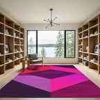 Vibrant Pink Geometric Cube Abstraction Rug
