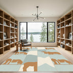 Brown Bear Landscape Pastel Blocks Rug