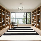 Bold Black and White Striped Rug