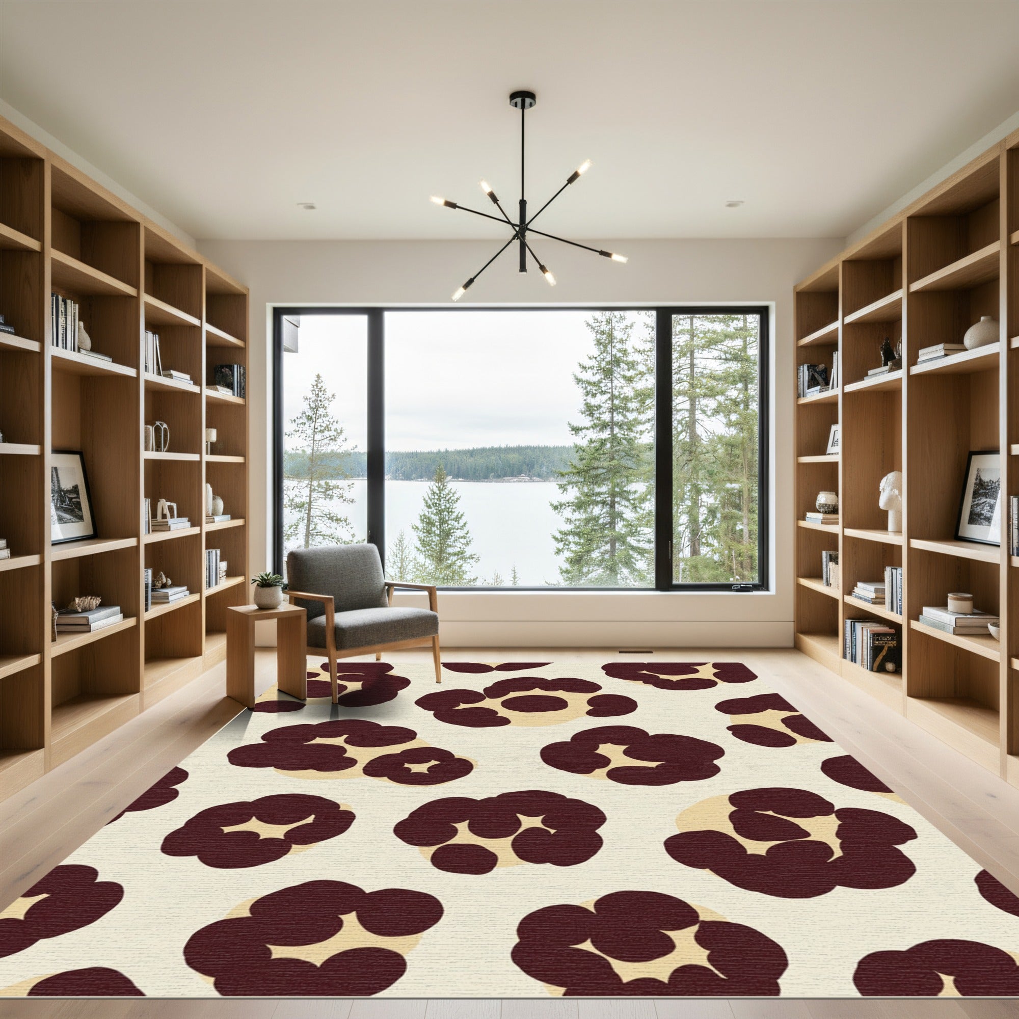 Deep Brown Leopard Spot Contemporary Rug
