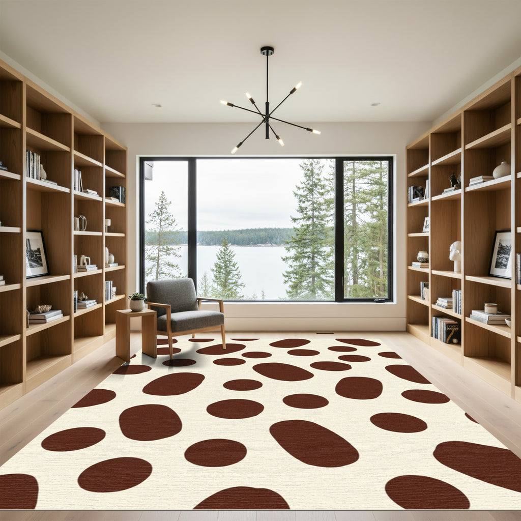 Brown White Polka Dot Spot Rug