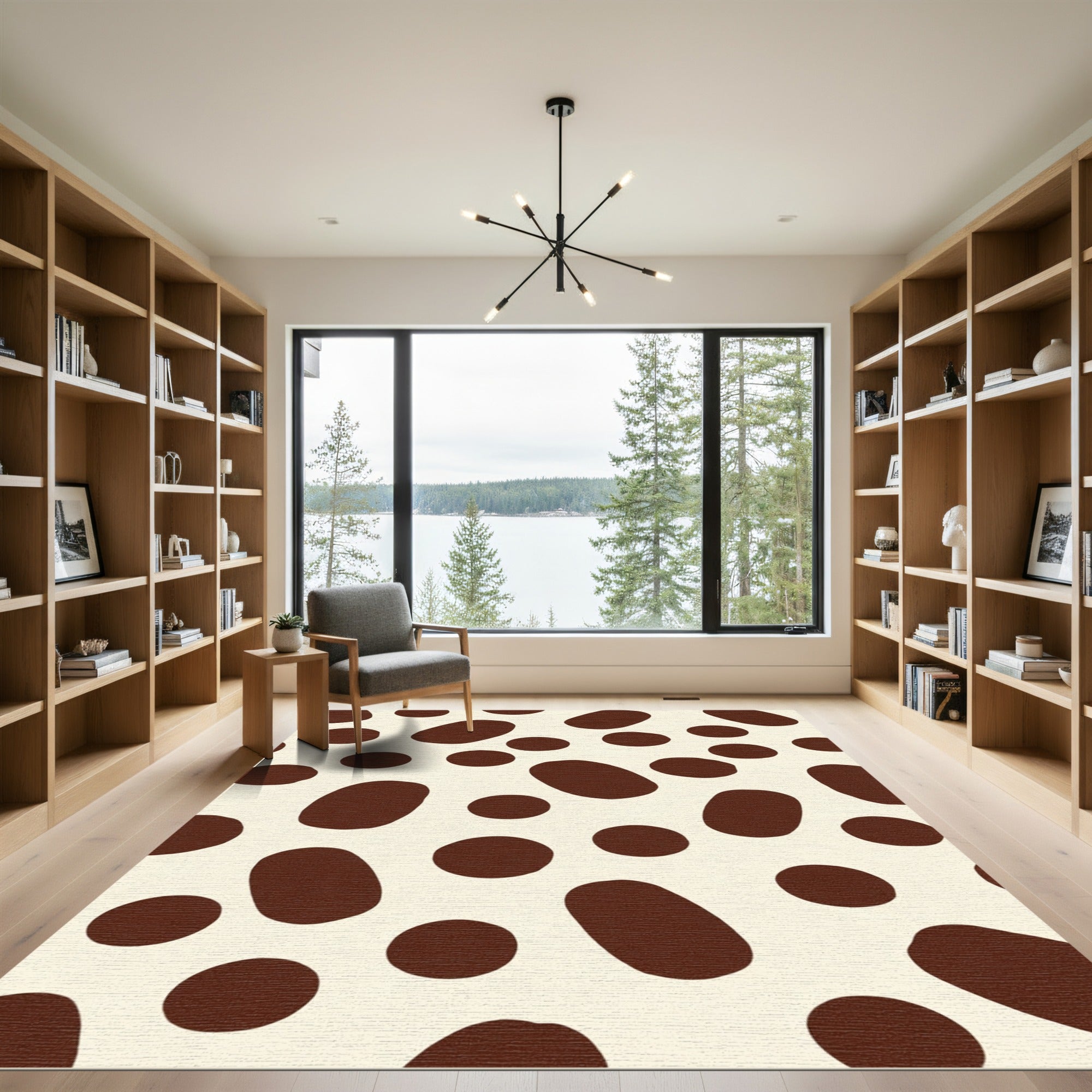 Brown White Polka Dot Spot Rug