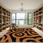 Terracotta Swirl Abstract Lineated Rug