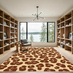 Brown Floral Cluster Repeating Arrangement Rug