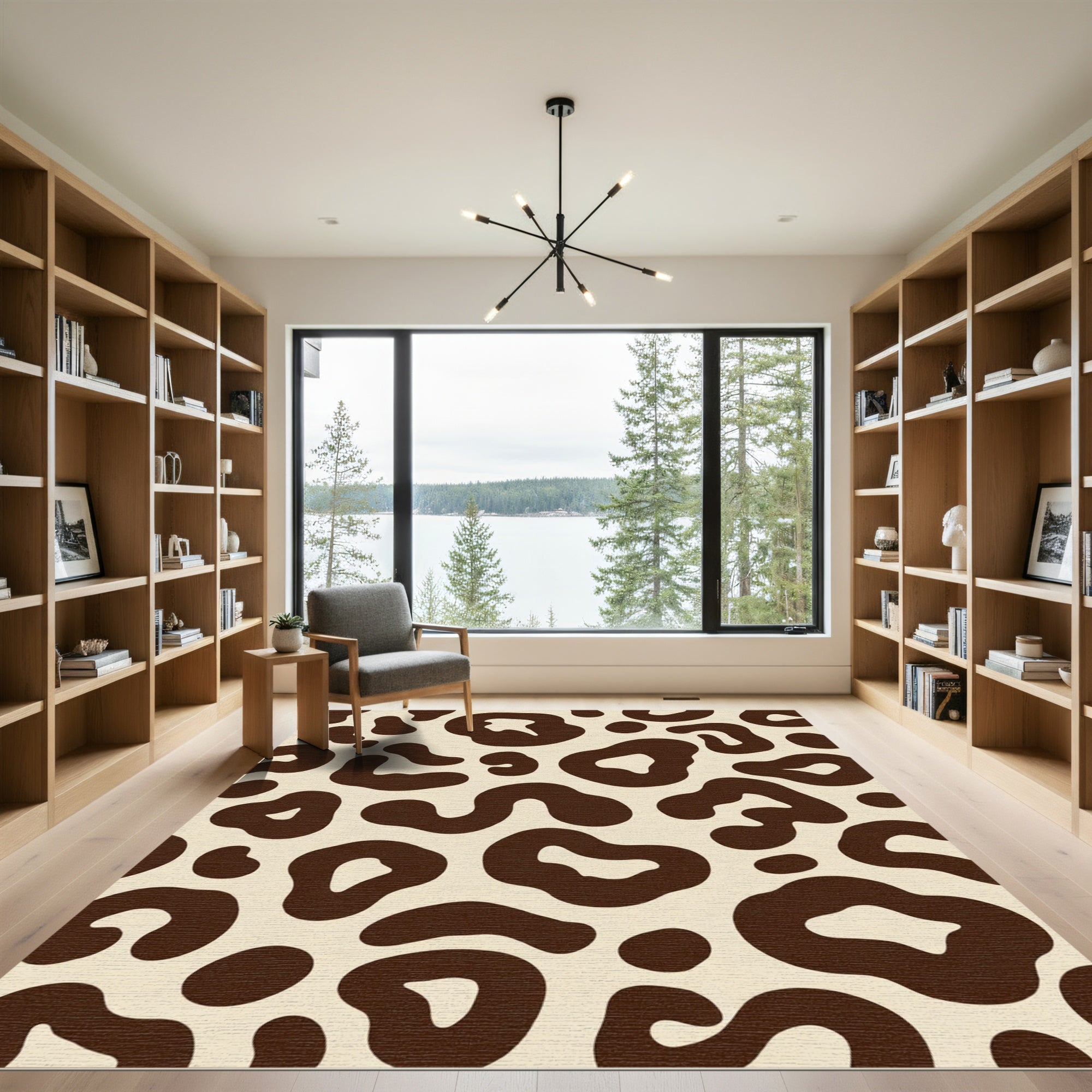 Brown Cream Jagged Spots Rug