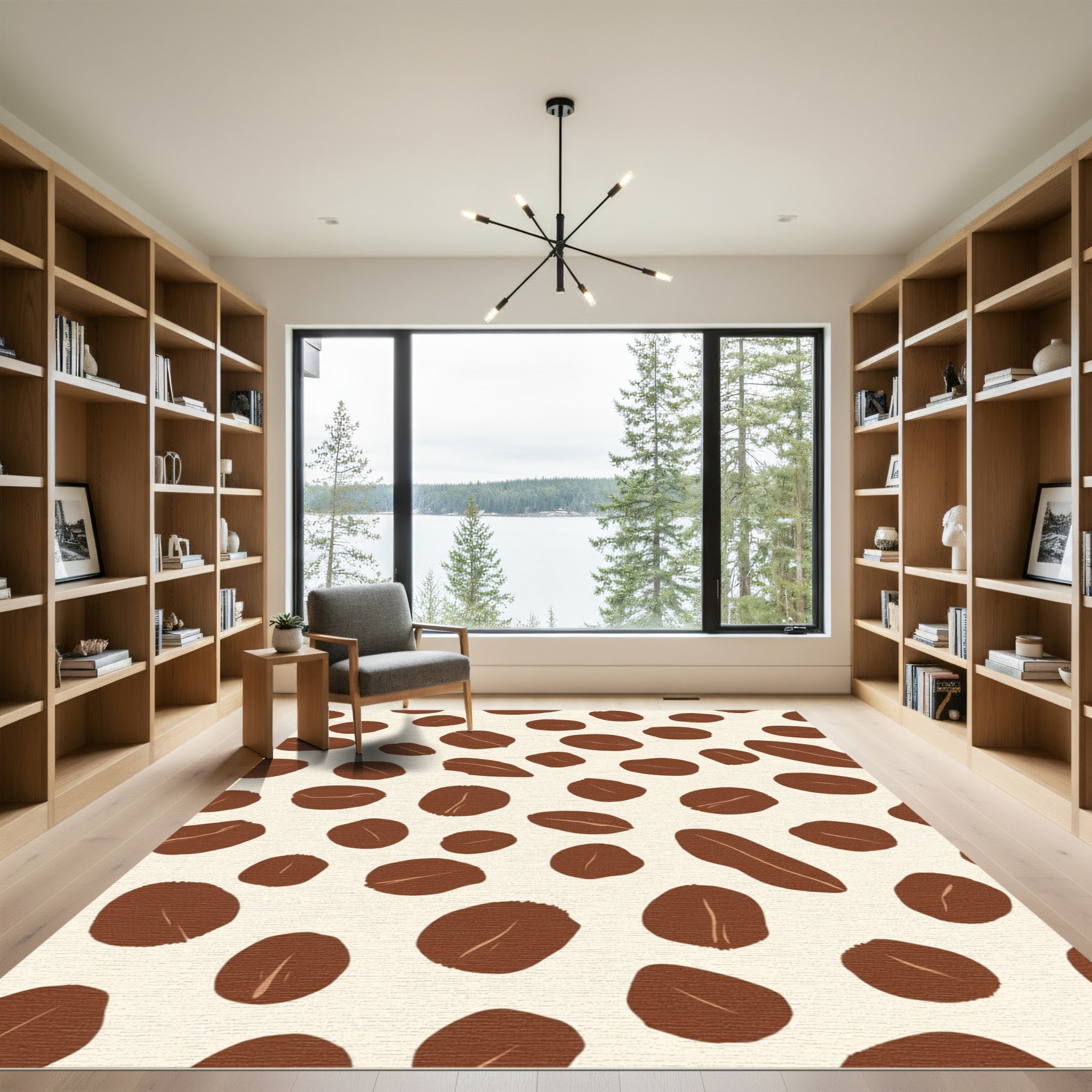 Brown Coffee Bean Scatter Rug