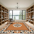 Terracotta Medallion Floral Border Rug