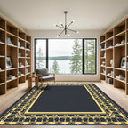 Golden Art Deco Floral Frame Rug