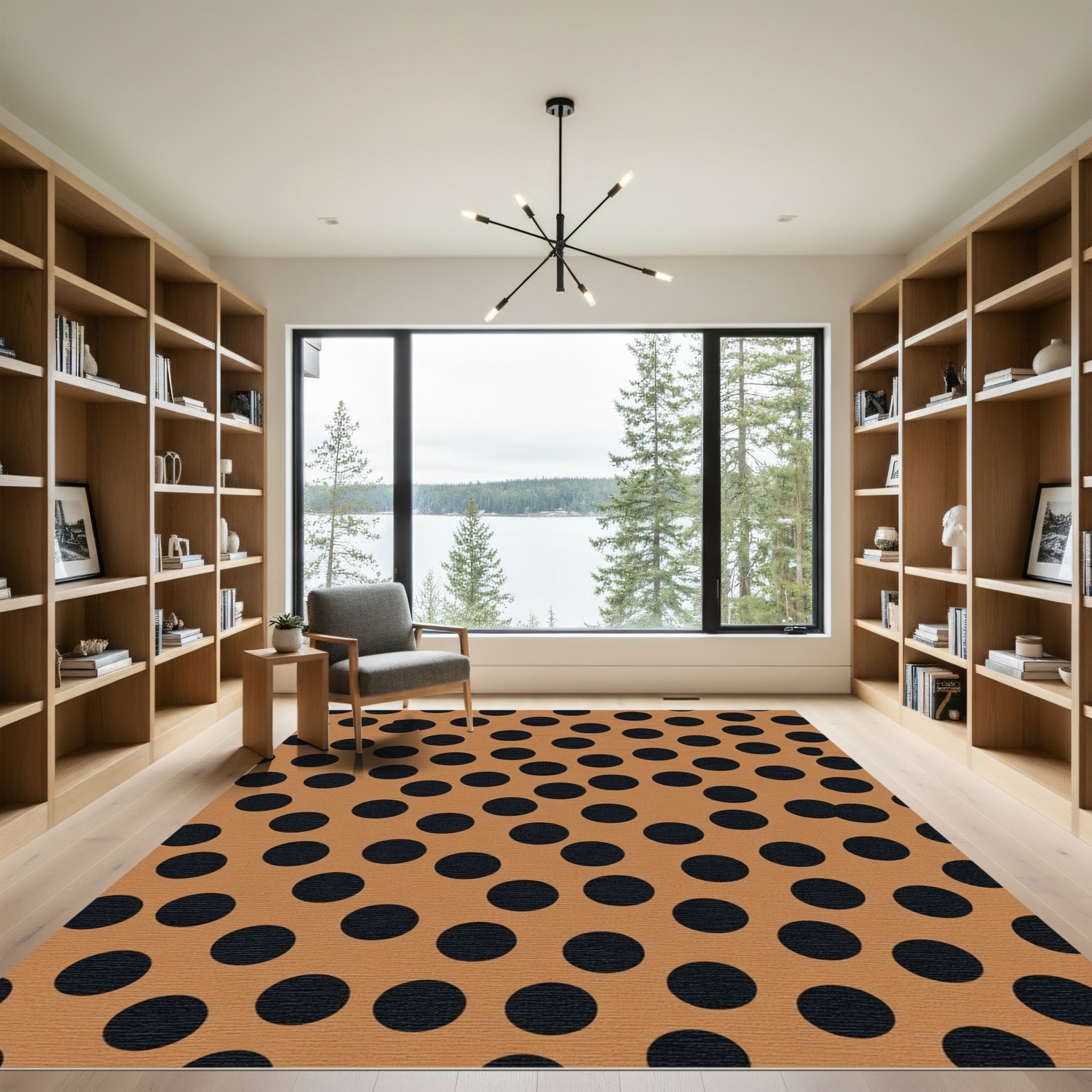 Retro Terra Cotta Polka Dot Round Rug