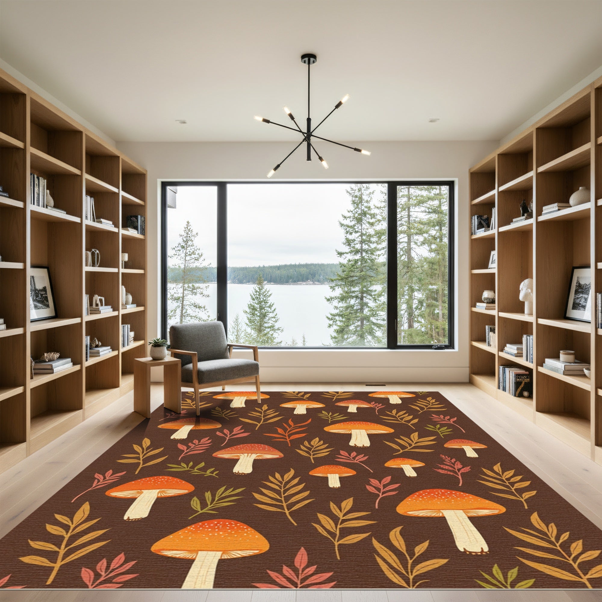 Autumn Mushroom Leafy Meadow Rug