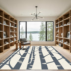 Deep Blue Birch Trees Forest Rug