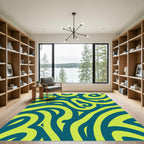 Lime Green Abstract Swirl Wave Rug