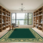 Elegant Gold Vine Scroll Border Rug