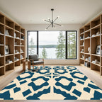 Navy cream quatrefoil lattice Rug