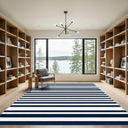 Classic Navy Cream Stripe Rug