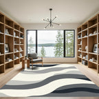 Monochromatic Abstract Wavy Bands Rug