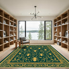 Emerald Gold Beetle Vine Art Rug