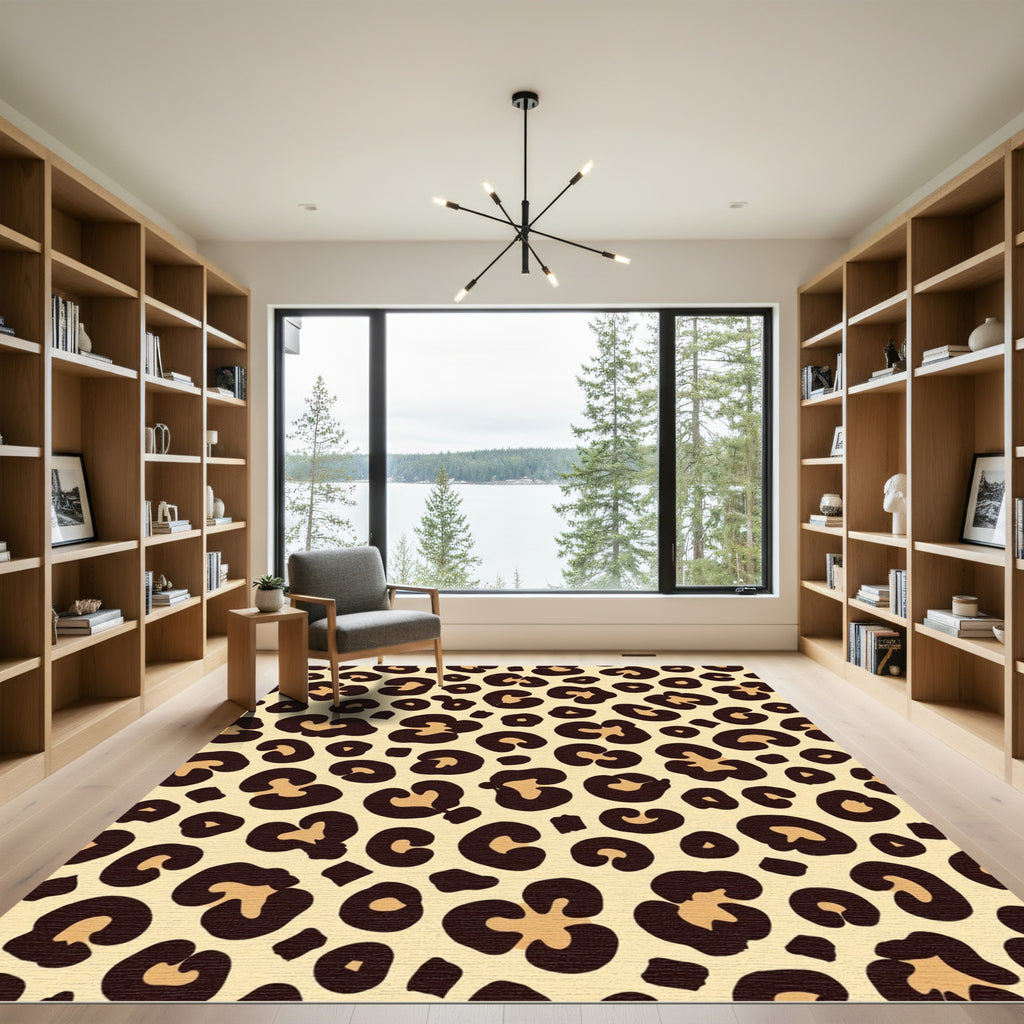 Bold Cream Leopard Spots Rug
