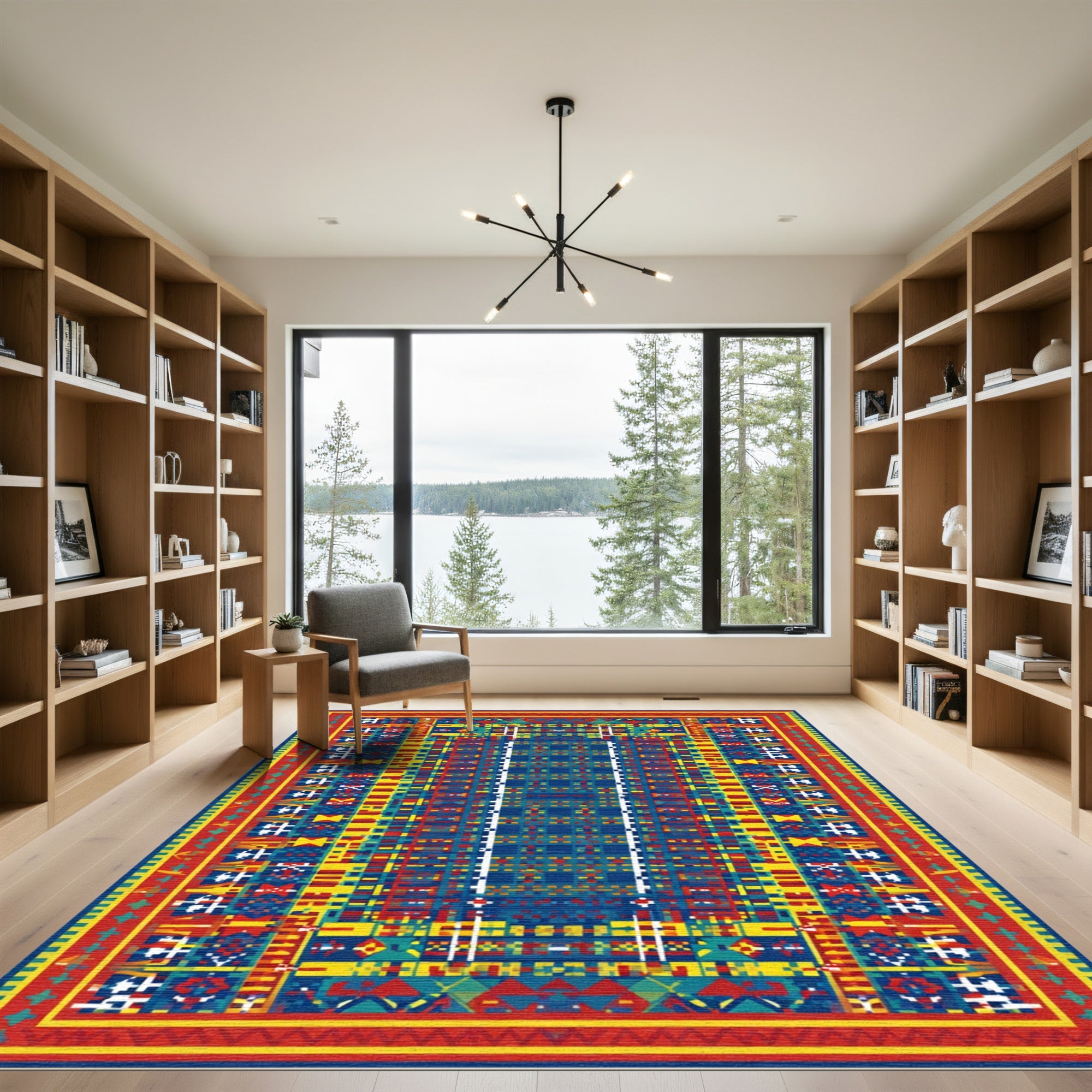 Vibrant Geometric Tribal Medallion Rug