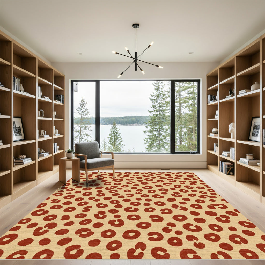 Crimson Leopard Spot Scatter Rug