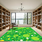 Green Yellow White Polka Dot Burst Rug