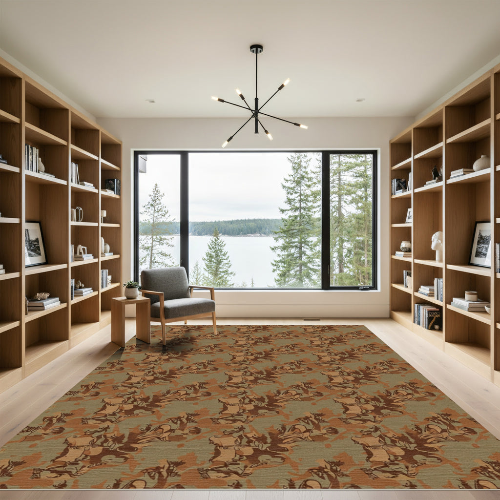 Earthy Camouflage Splash Organic Shapes Rug