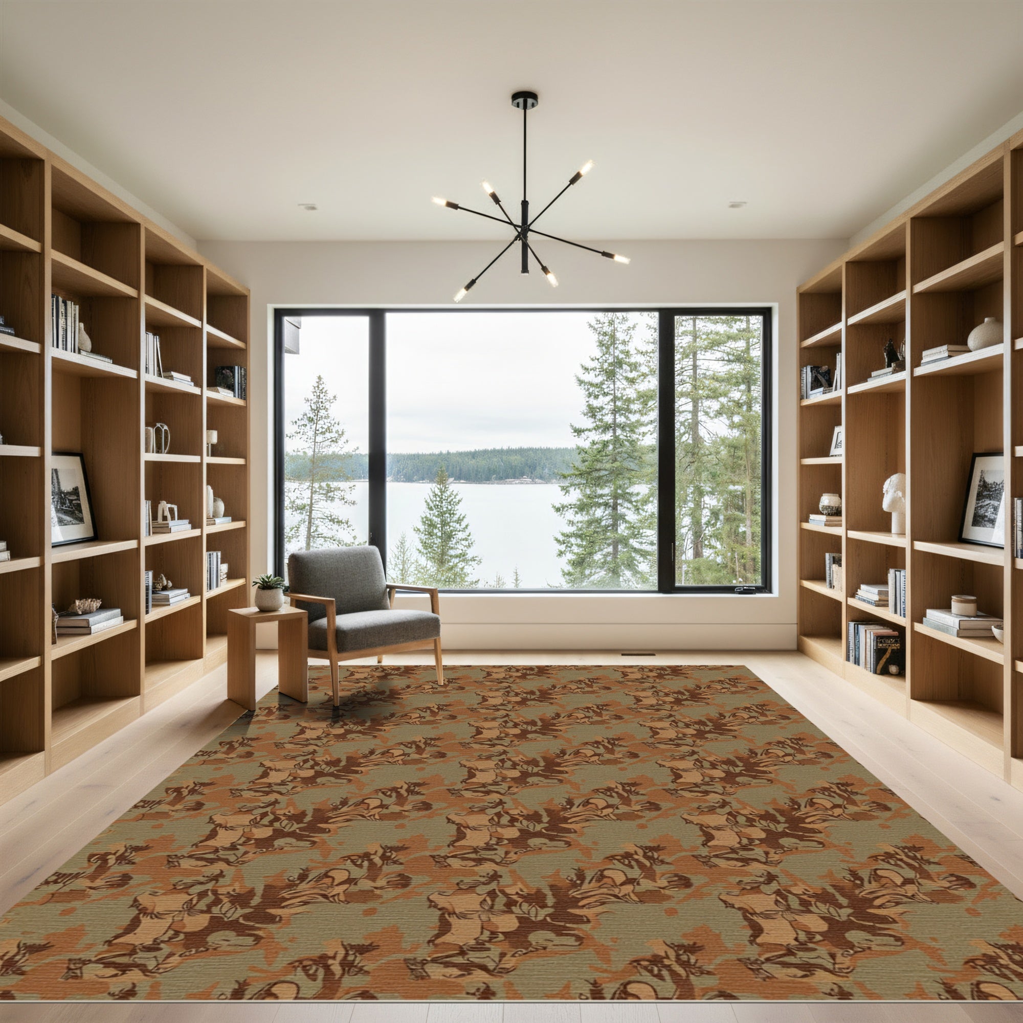 Earthy Camouflage Splash Organic Shapes Rug