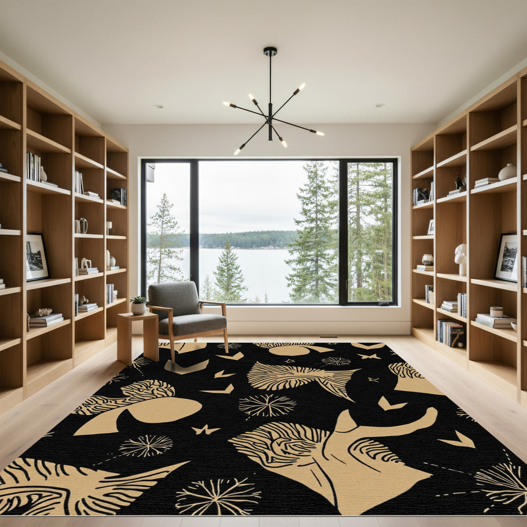 Tan Abstract Organic Forms Rug