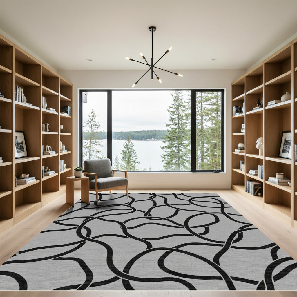 Monochrome Subtle Interlaced Loops Rug