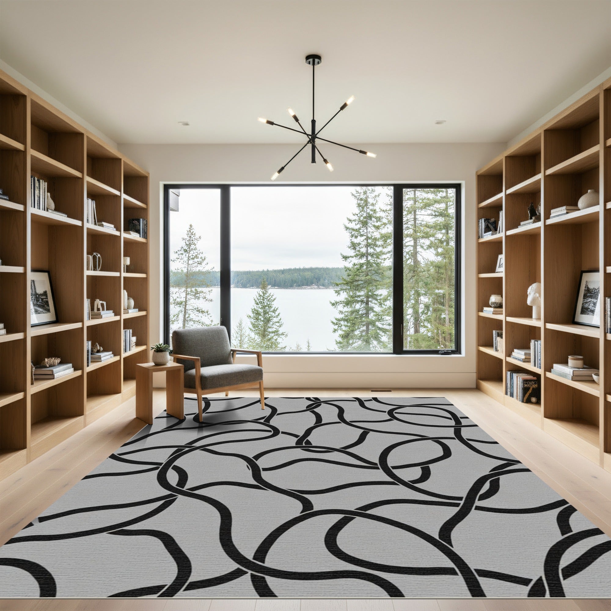 Monochrome Subtle Interlaced Loops Rug