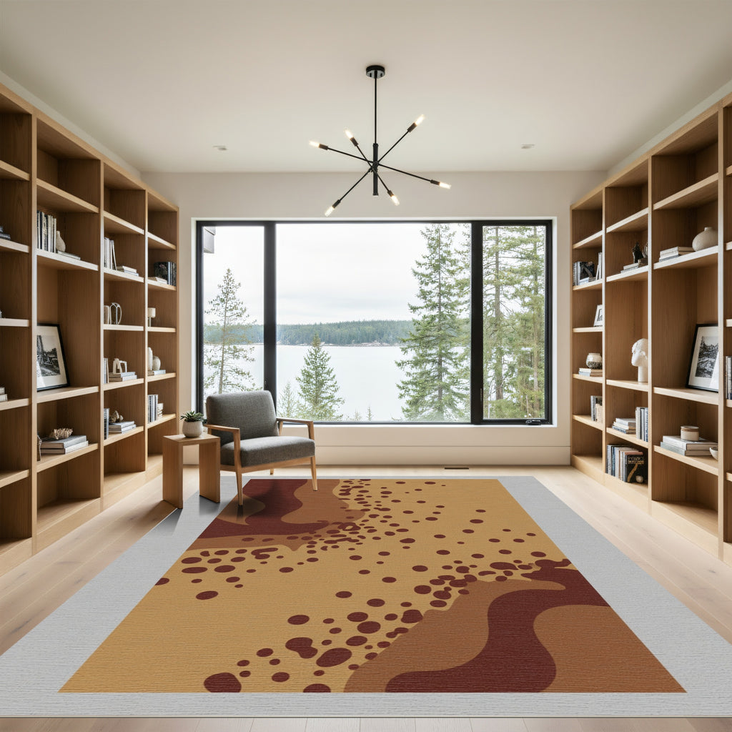 Earthy Brown Abstract Polka Dot Rug